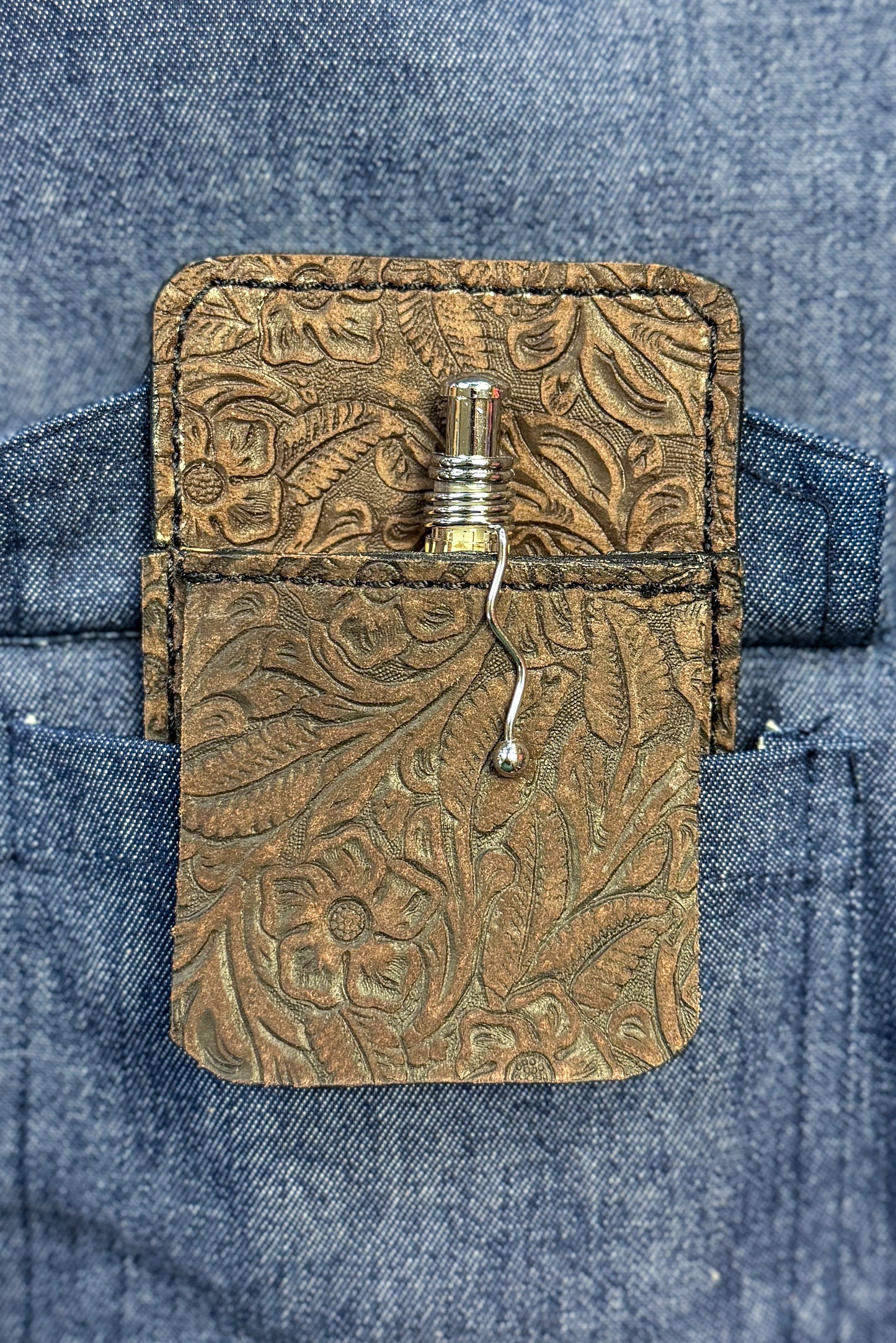 Floral Leather - Brown