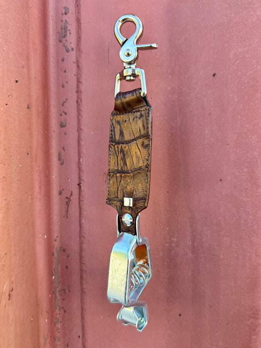 Gold Chocolate Caiman Alligator Glove Clip