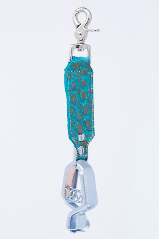 Gold-Turquoise Caiman Alligator Glove Clip