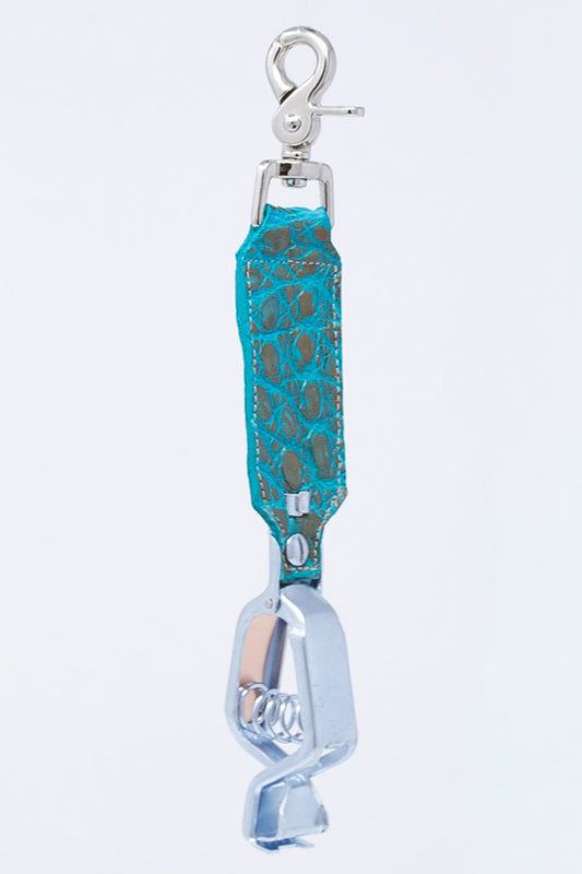 Gold-Turquoise Caiman Alligator Glove Clip