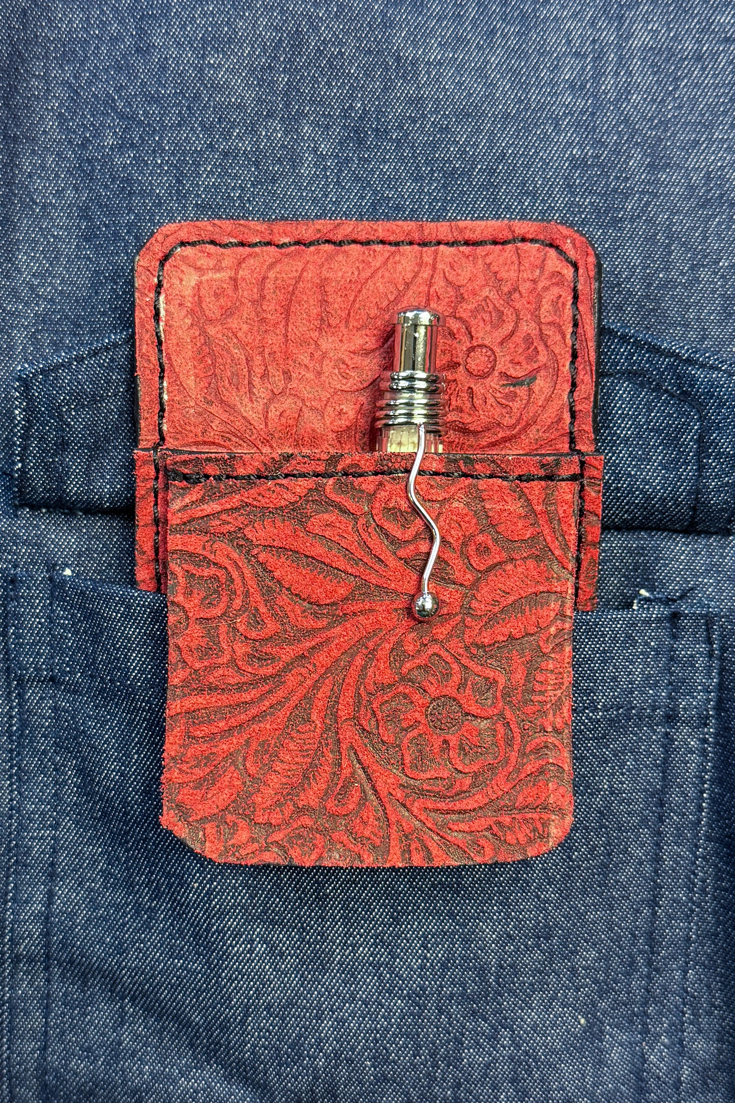 Floral Leather - Red