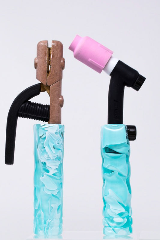 Cool Mint Swirl Acrylic TIG Handle, Stick Handle and Medium Backcap