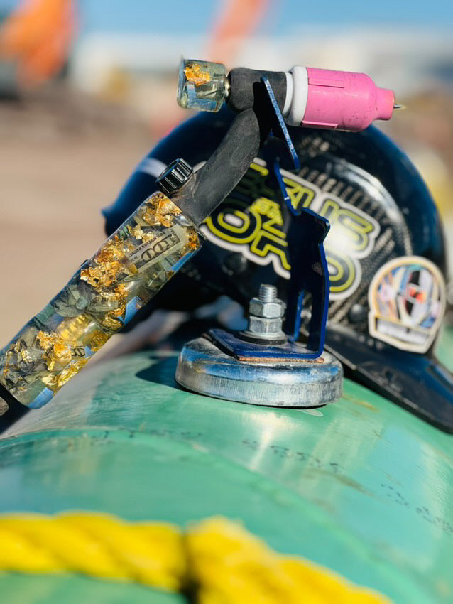 $100 Bills & Gold Flakes TIG Handle and short backcap