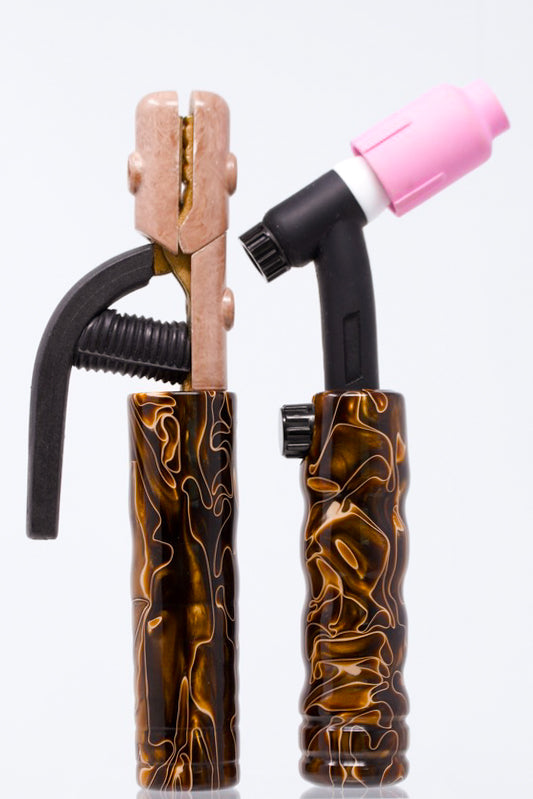 Copper Swirl Acrylic TIG Handle, Stick Handle and Medium Backcap