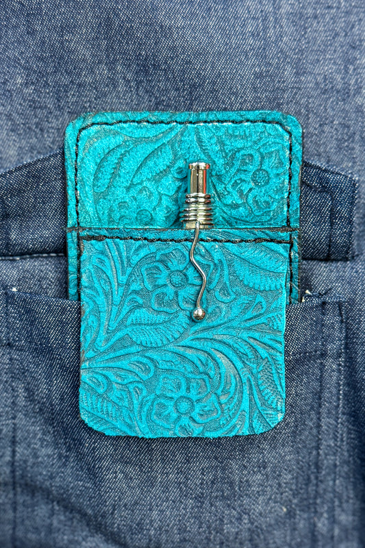 Floral Leather - Turquoise