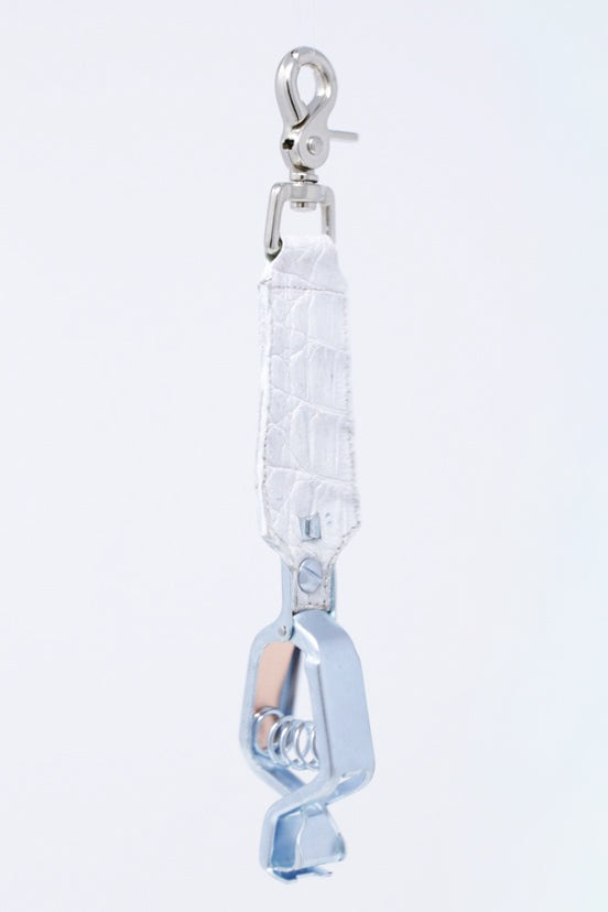 White Caiman Alligator Glove Clip