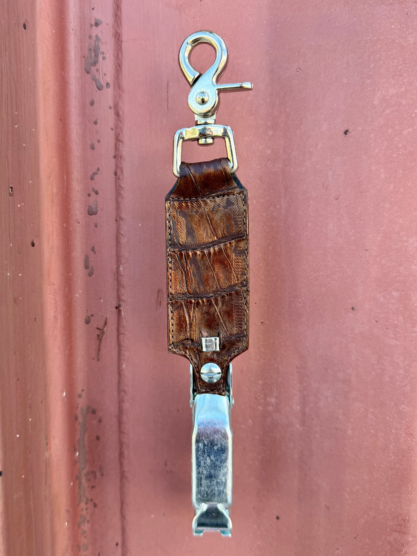 Gold Chocolate Caiman Alligator Glove Clip