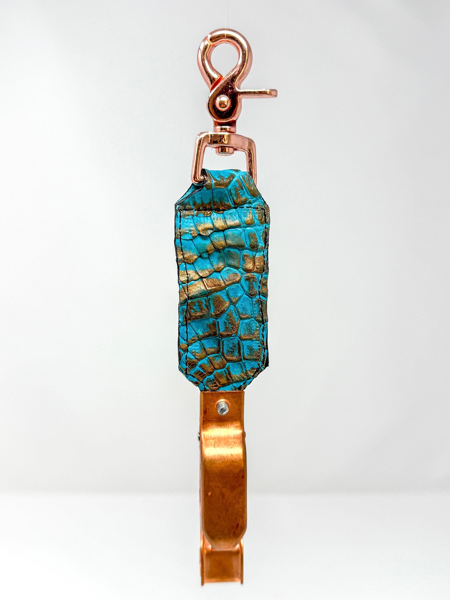 Gold-Turquoise Caiman Alligator Glove Clip