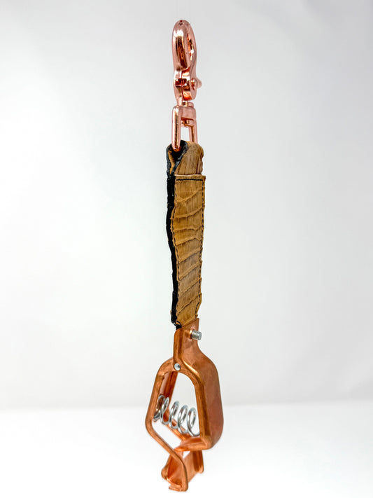 Tan Caiman Alligator Glove Clip