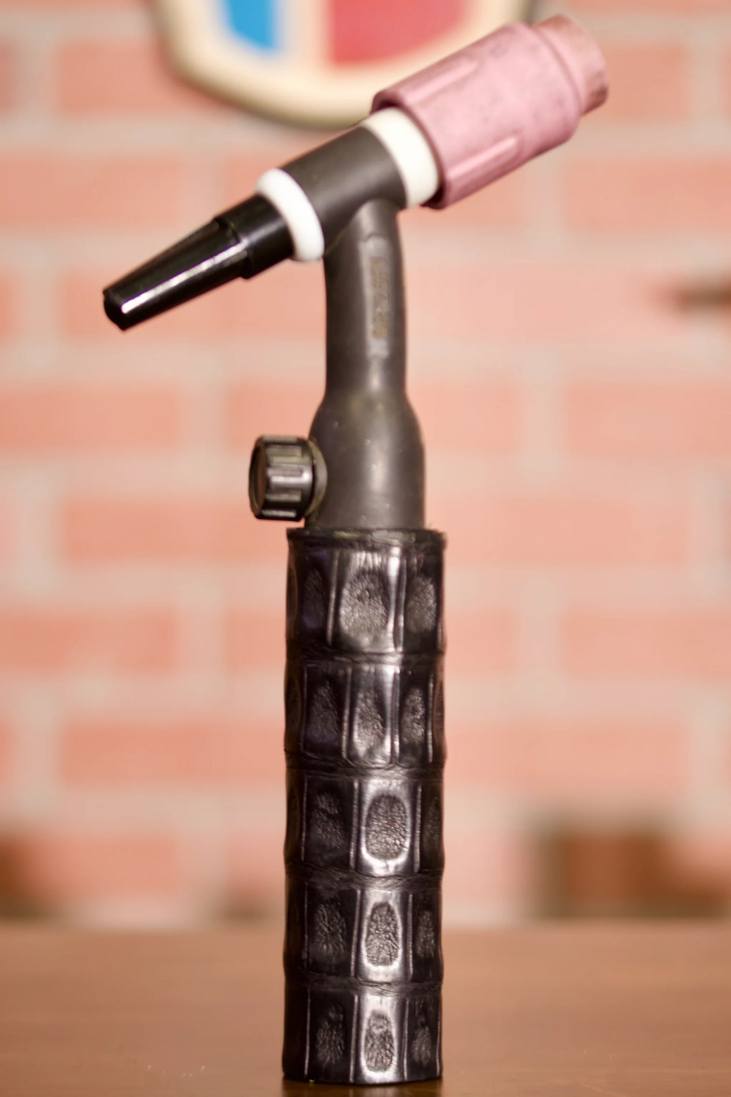 Caiman Alligator Electrode Holder Leather Handle - Black