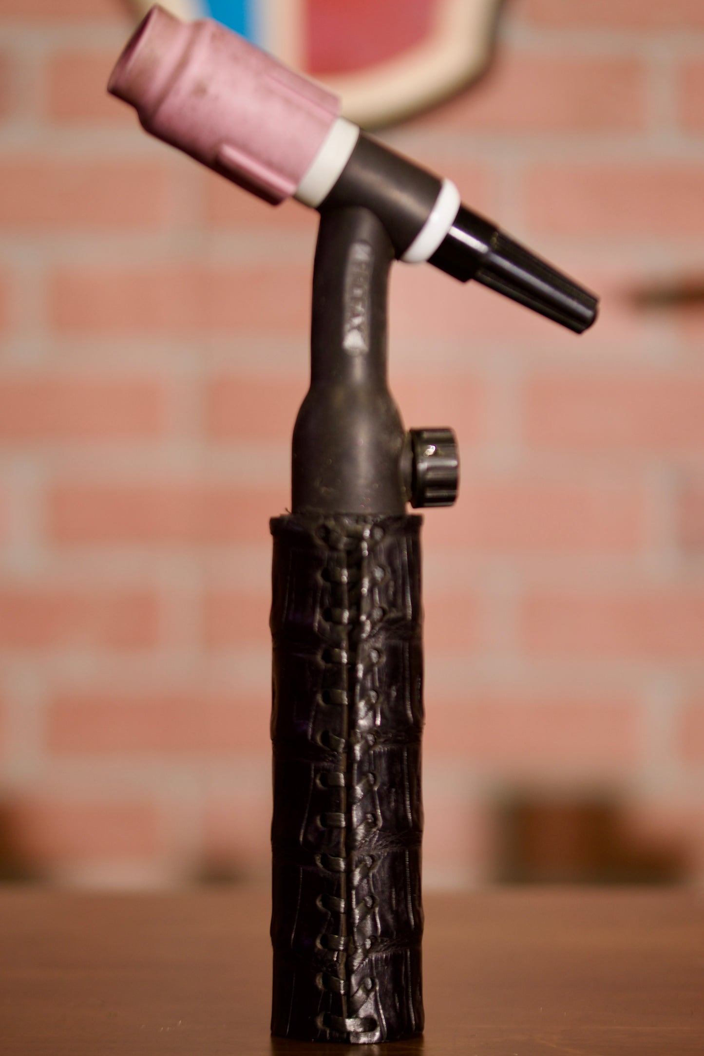Caiman Alligator Leather Handle - Black
