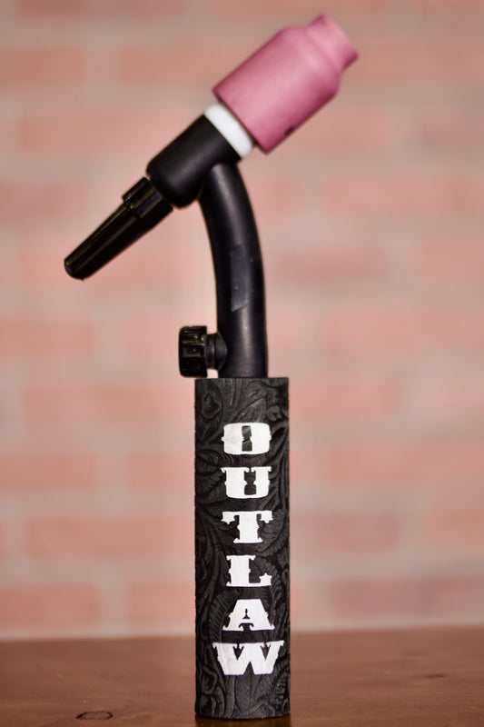 Black Floral Weaved Leather Handle with Custom Name