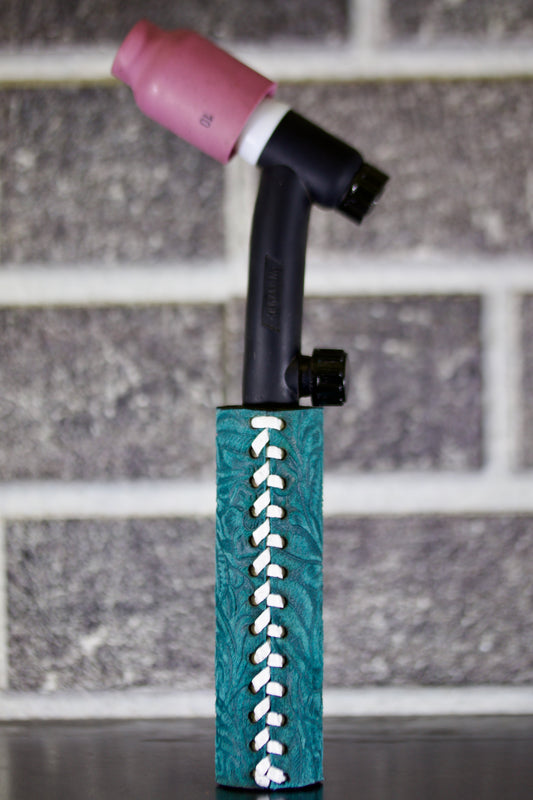 Turquoise Floral Weaved Leather Handle with Custom Name