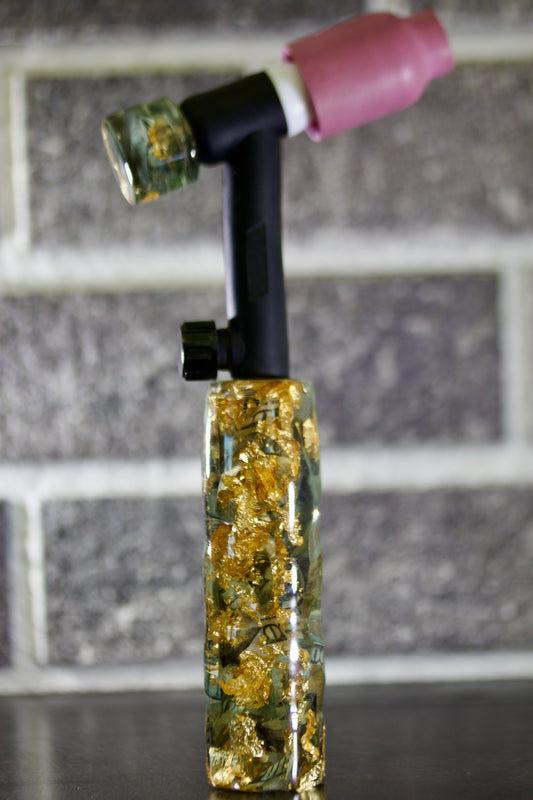 $100 Bills & Gold Flakes TIG Handle and short backcap