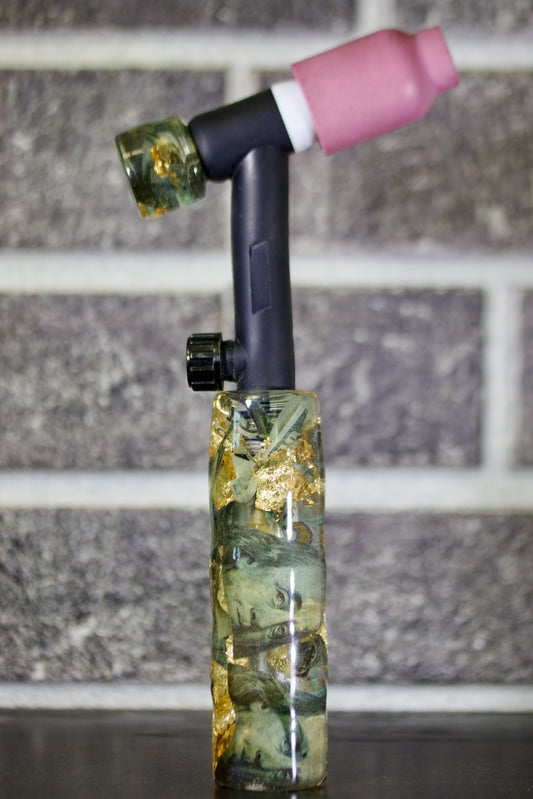 $100 Bills & Gold Flakes TIG Handle and short backcap