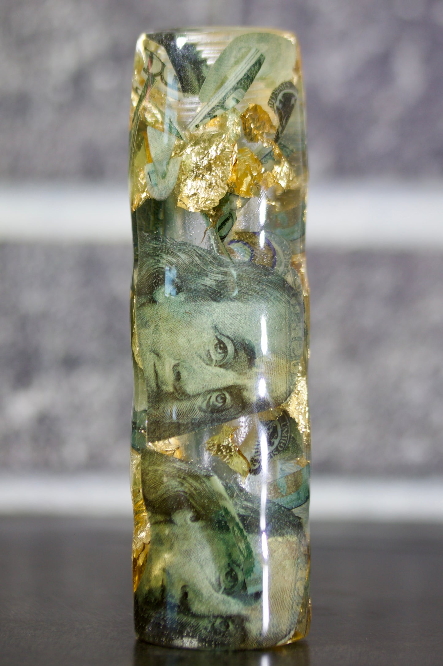 $100 Bills & Gold Flakes TIG Handle and short backcap