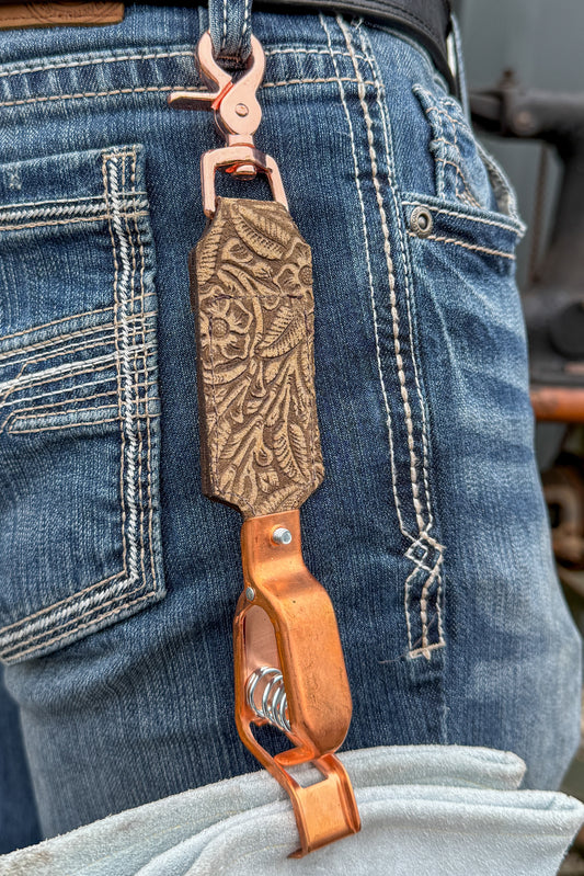 Tan Floral Glove Clip