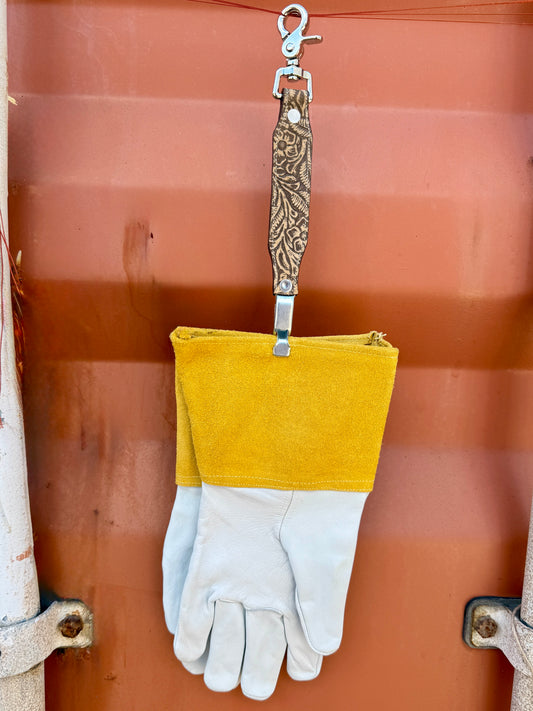 Tan Floral Glove Clip