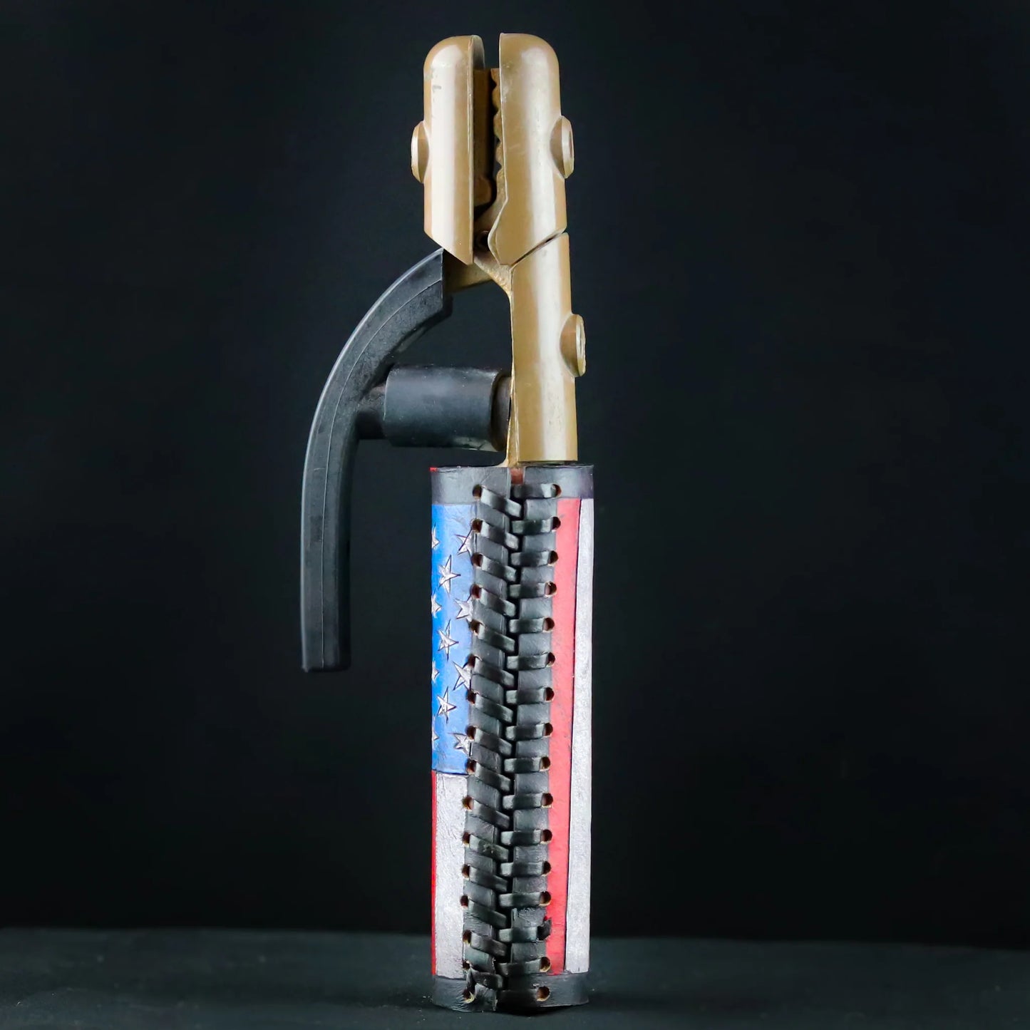 USA Flag Electrode Holder Leather Handle - Hand Tooled