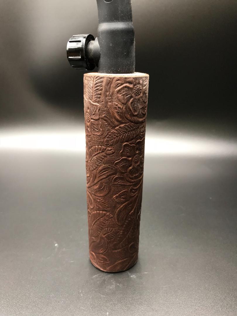 Brown Floral Weaved Leather Handle with Custom Name