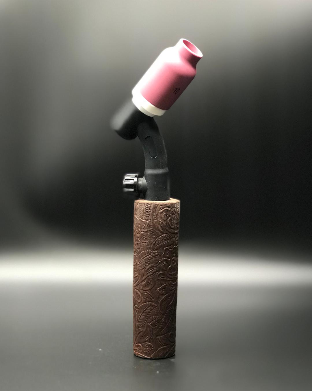 Brown Floral Weaved Leather Handle with Custom Name