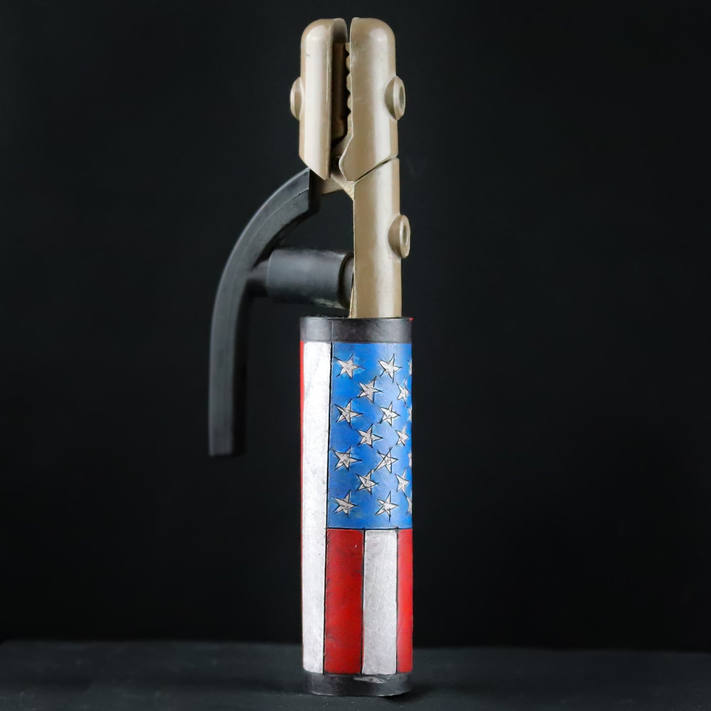 USA Flag Weaved Leather Handle - Hand Tooled