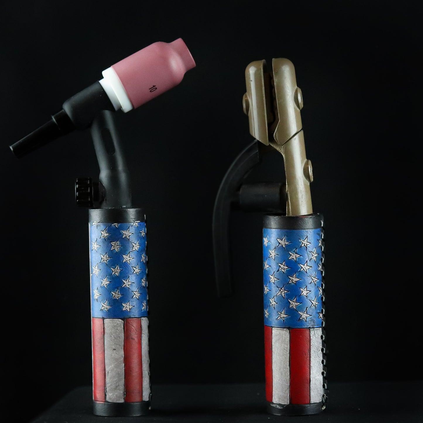 USA Flag Weaved Leather Handle - Hand Tooled