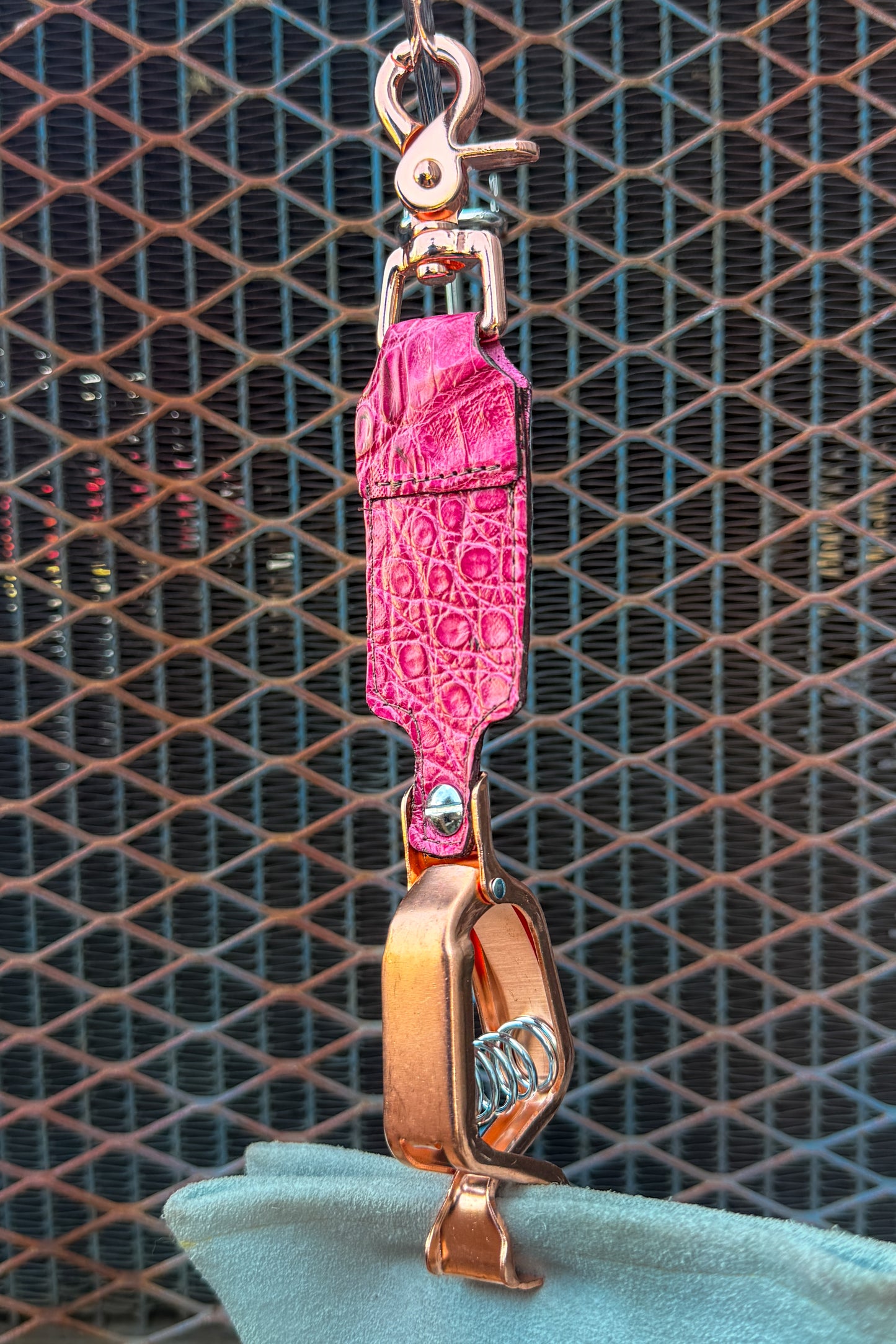 Electric Pink Caiman Alligator Glove Clip
