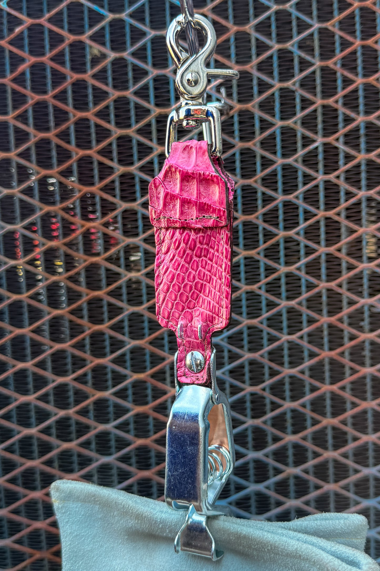 Electric Pink Caiman Alligator Glove Clip