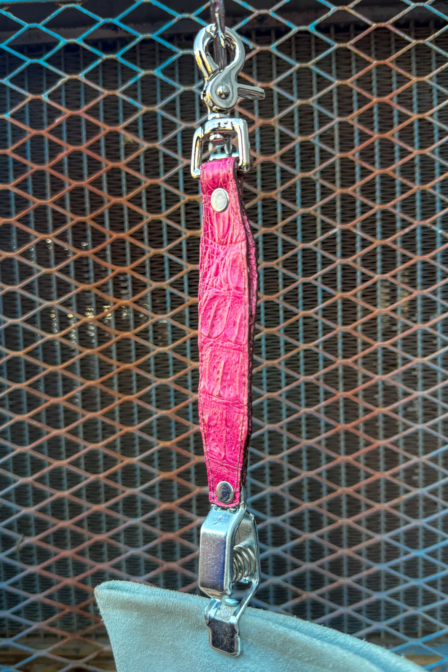 Electric Pink Caiman Alligator Glove Clip