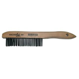 HAND SCRATCH BRUSHES, 4 X 16 ROWS, CARBON STEEL BRISTLES, SHOE WOOD HANDLE