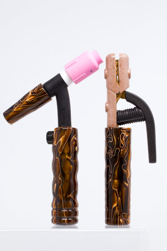 Copper Swirl Acrylic TIG Handle, Stick Handle and Medium Backcap