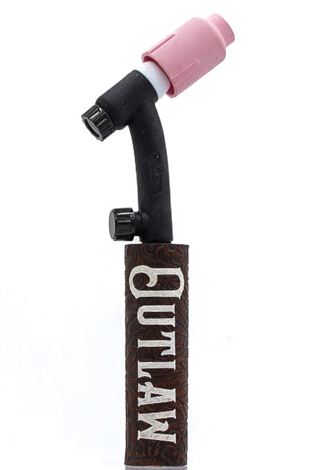 Brown Floral Weaved Leather Handle with Custom Name