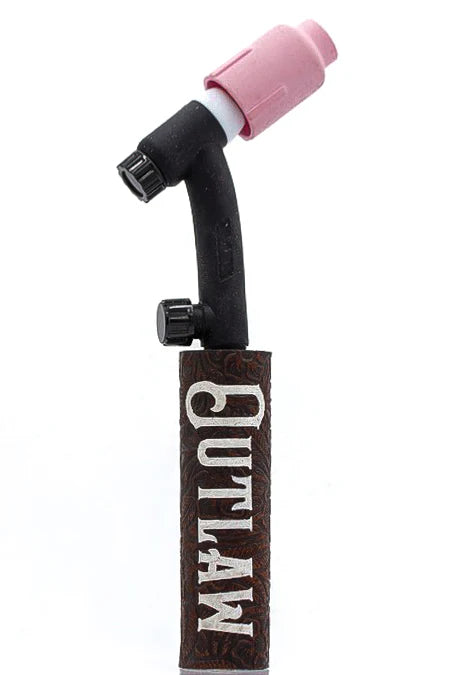 Brown Floral Electrode Holder Leather Handle - Custom Name