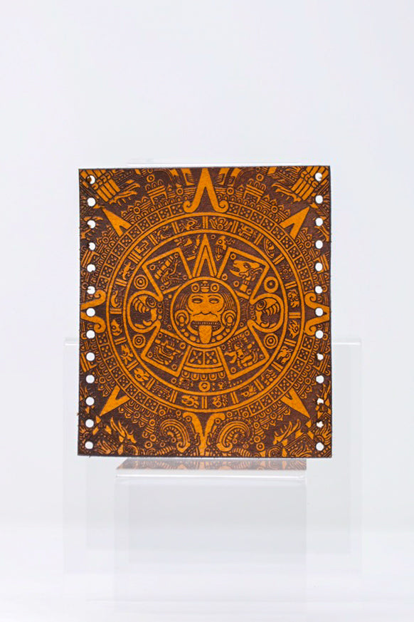 Aztec Calendar Weaved Leather Handle