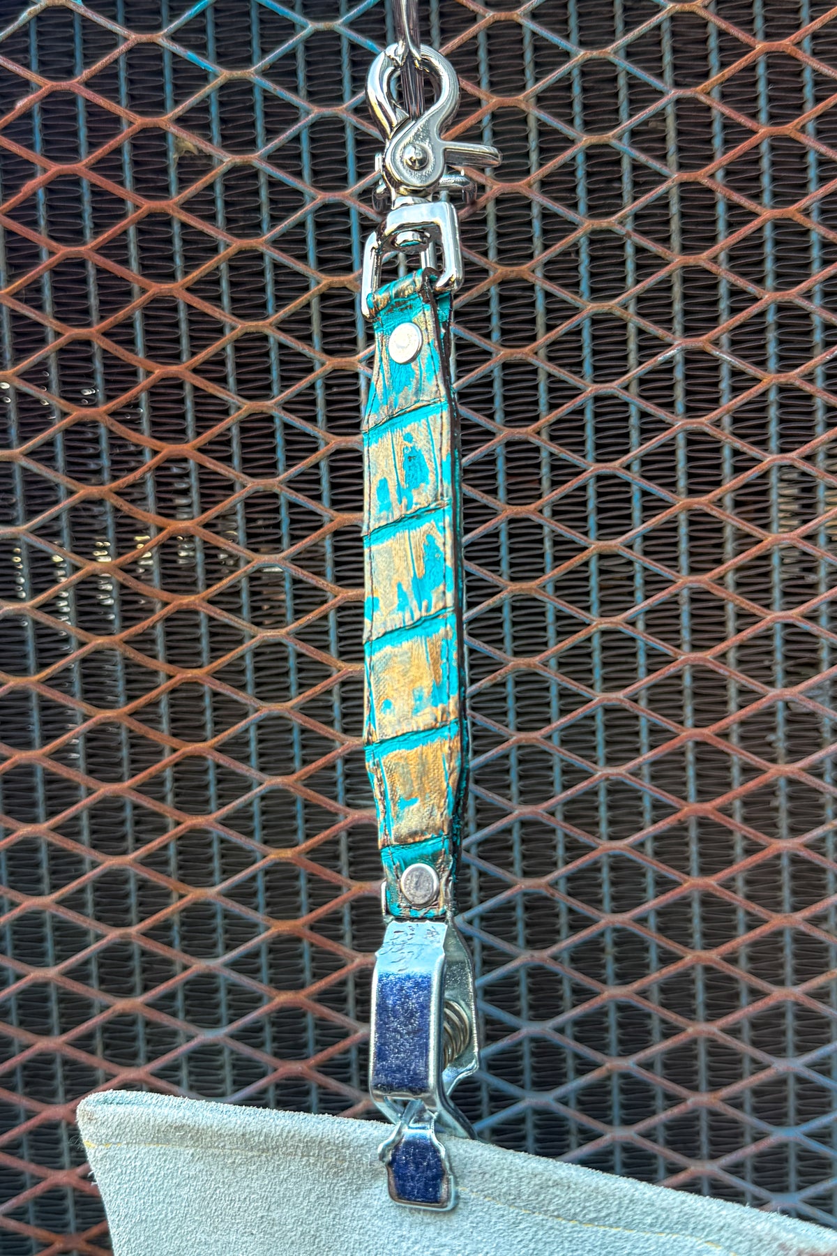 Turquoise Gold Caiman Alligator Glove Clip