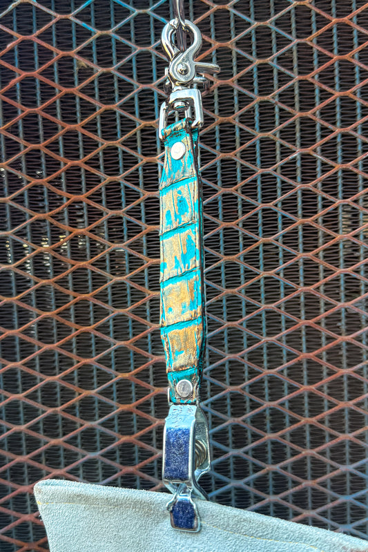 Turquoise Gold Caiman Alligator Glove Clip
