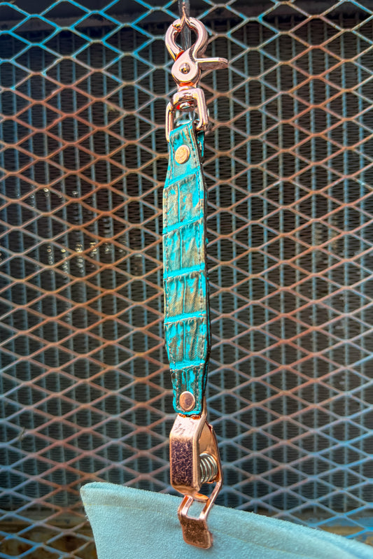 Turquoise Gold Caiman Alligator Glove Clip