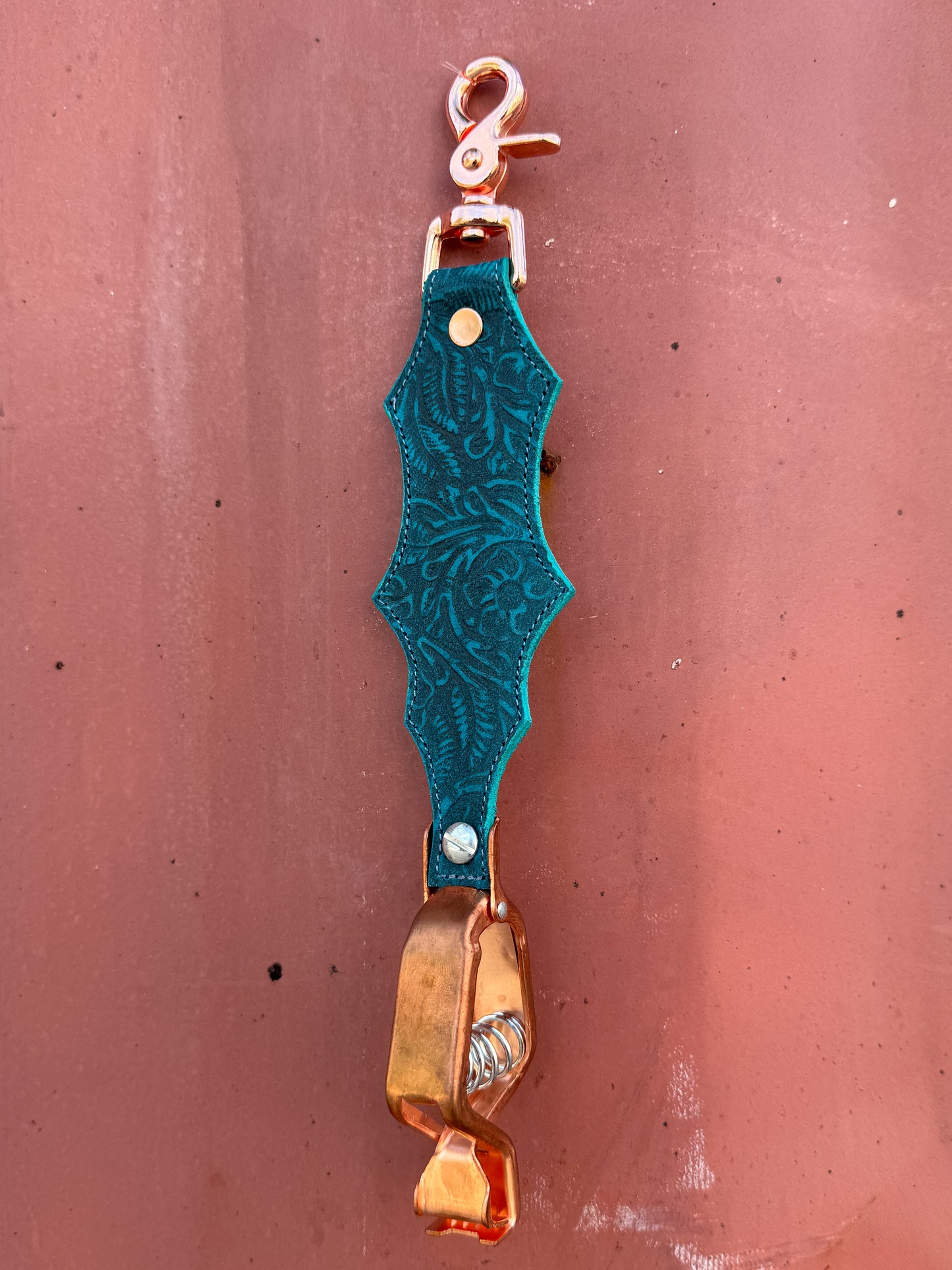 Turquoise Floral Glove Clip