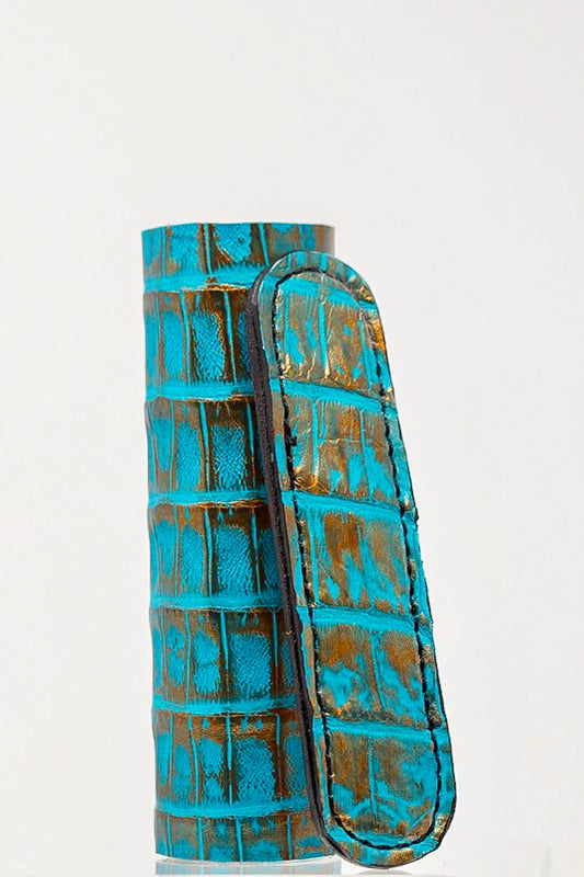 Gold-Turquoise Caiman Alligator Stinger V Wrap + Insulator Sleeve