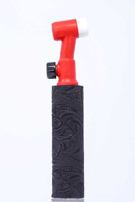 Black Floral Weaved Leather Handle