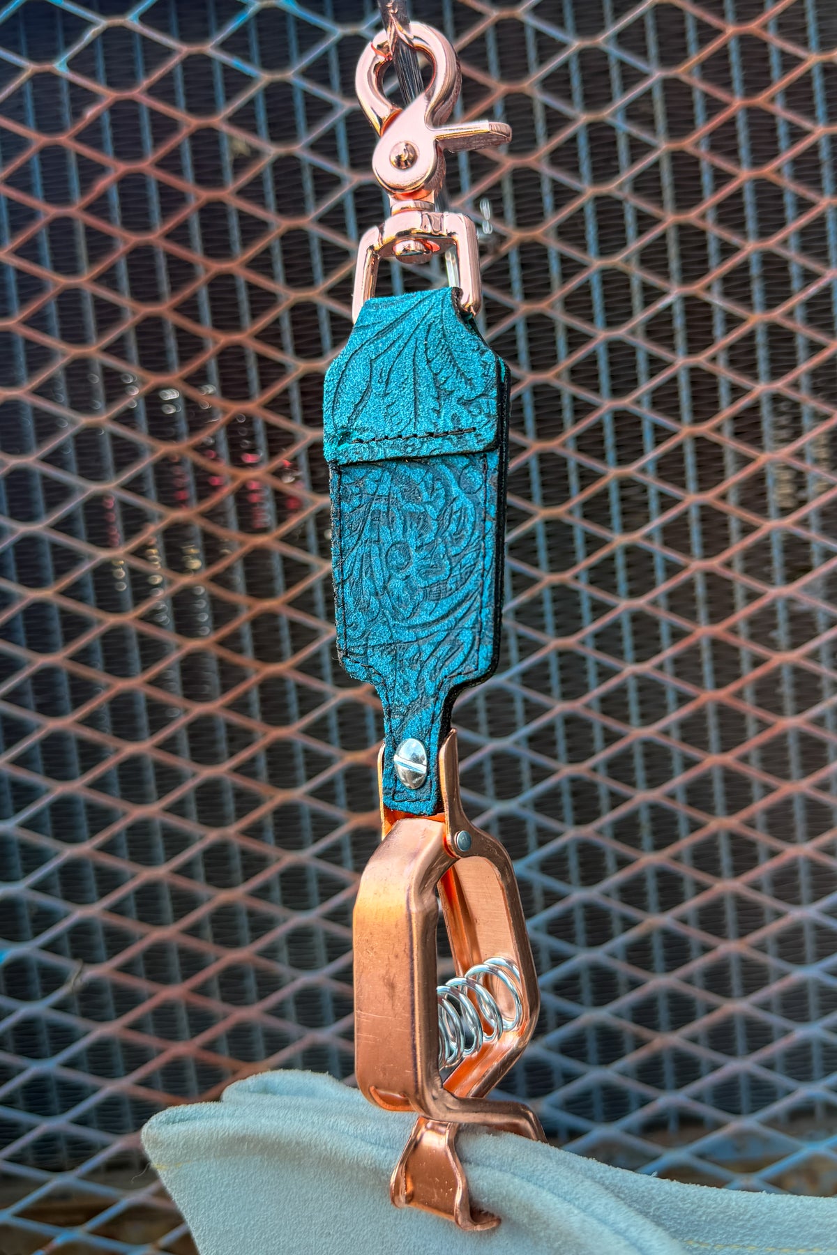 Turquoise Floral Glove Clip