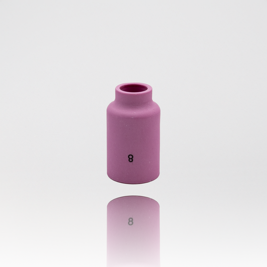 ALUMINA NOZZLE TIG CUP, 1/2 IN, SIZE 8, FOR TORCH 17, 18, 26, GAS LENS, 1-5/8 IN