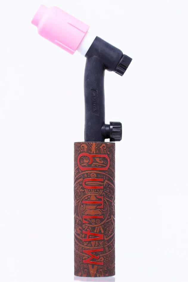 Aztec Calendar Electrode Holder Leather Handle - Custom Name