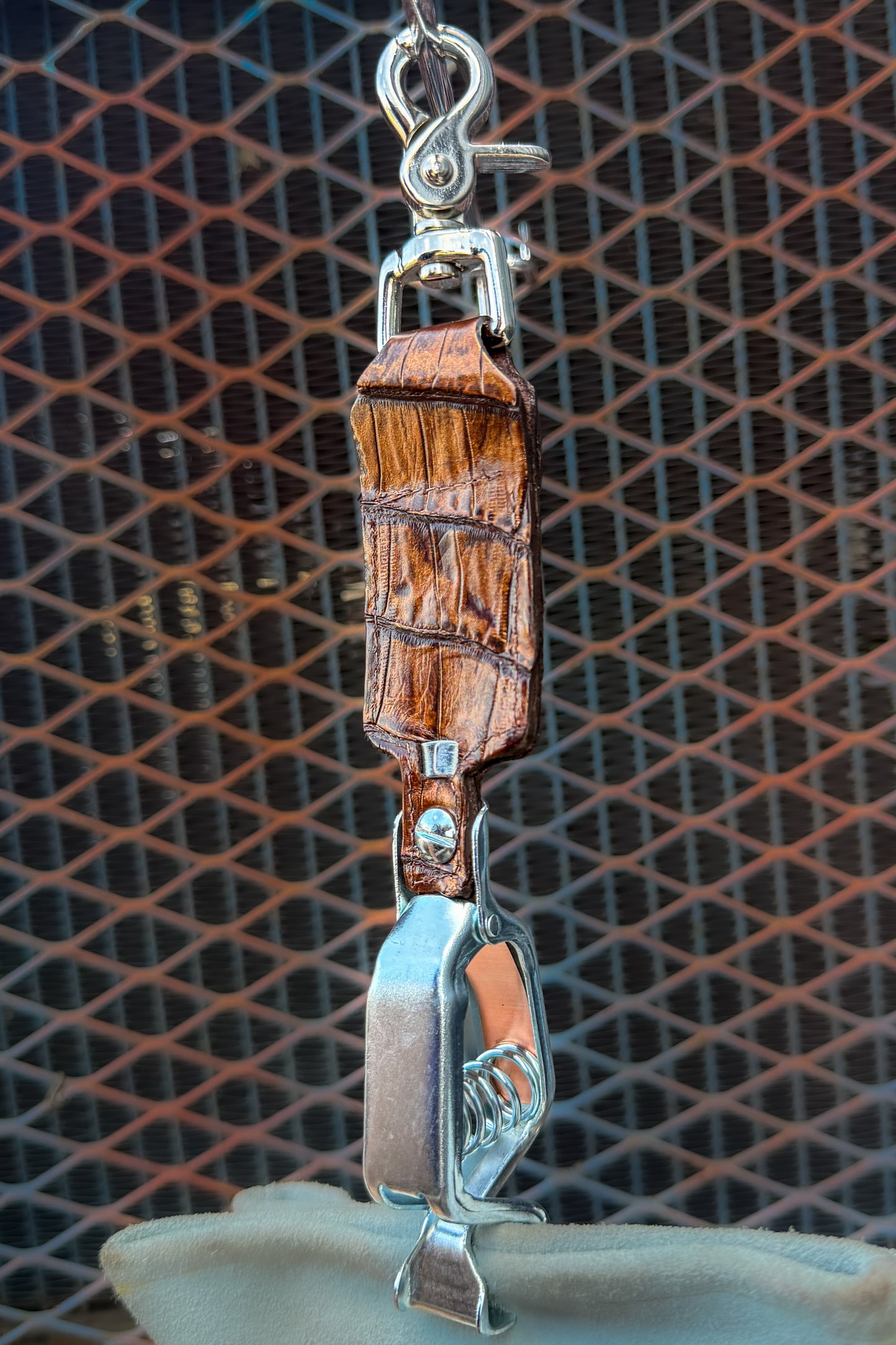Golden Bourbon Caiman Alligator Glove Clip