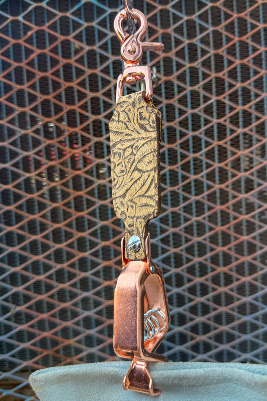 Tan Floral Glove Clip