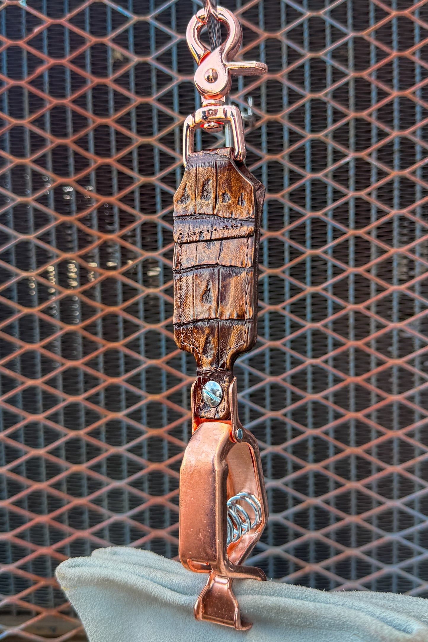 Golden Bourbon Caiman Alligator Glove Clip