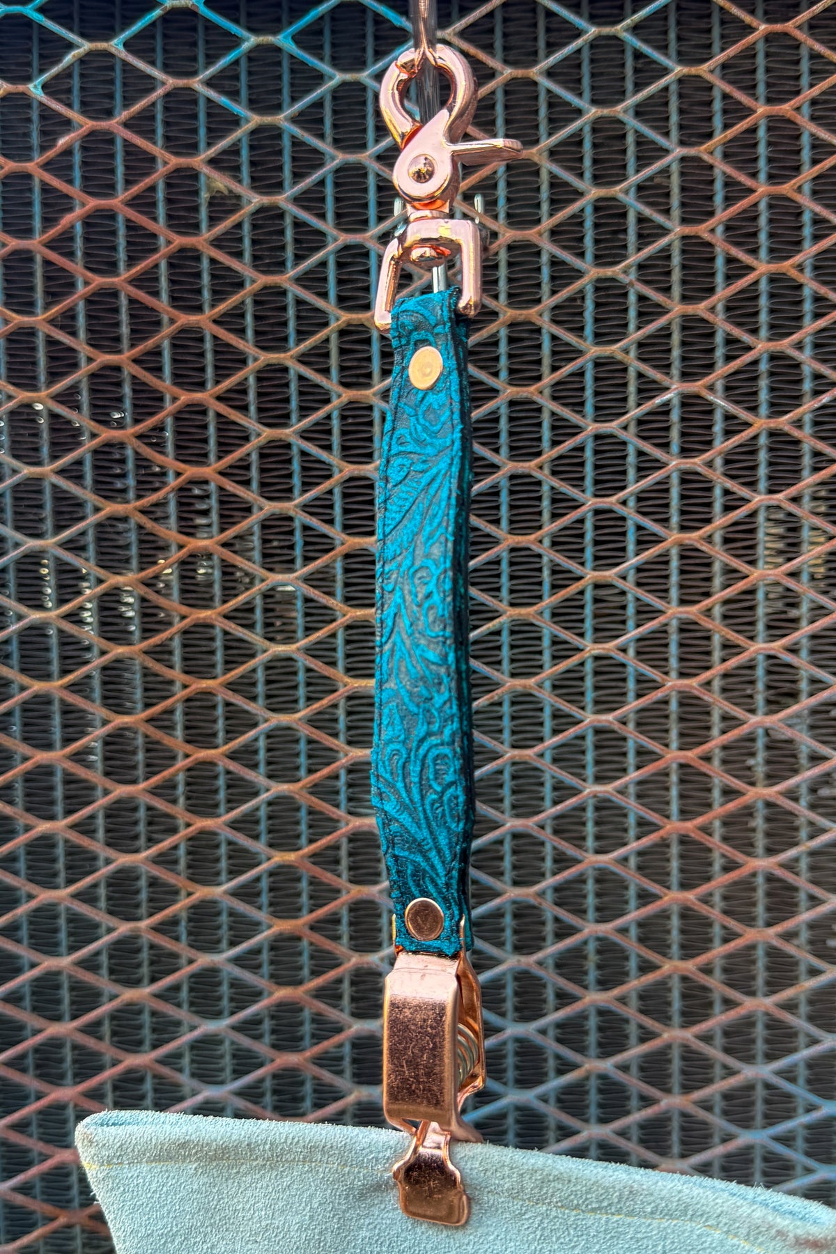 Turquoise Floral Glove Clip