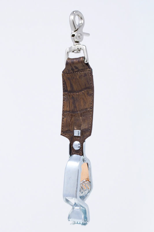 Gold Chocolate Caiman Alligator Glove Clip