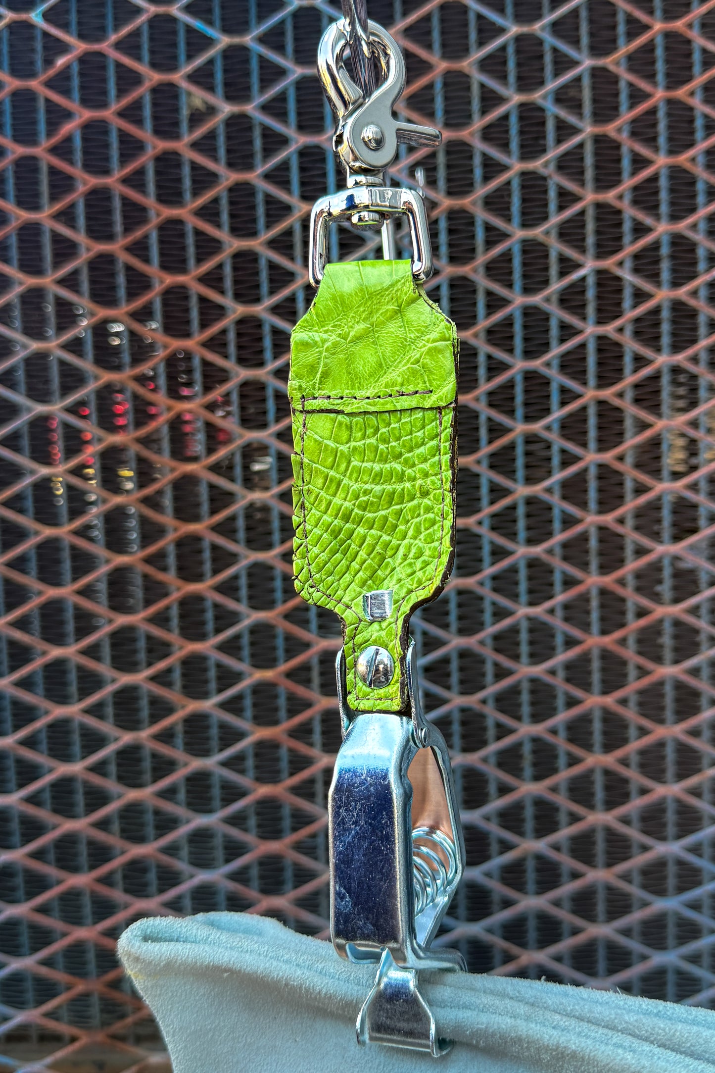 Electric Lime Caiman Alligator Glove Clip